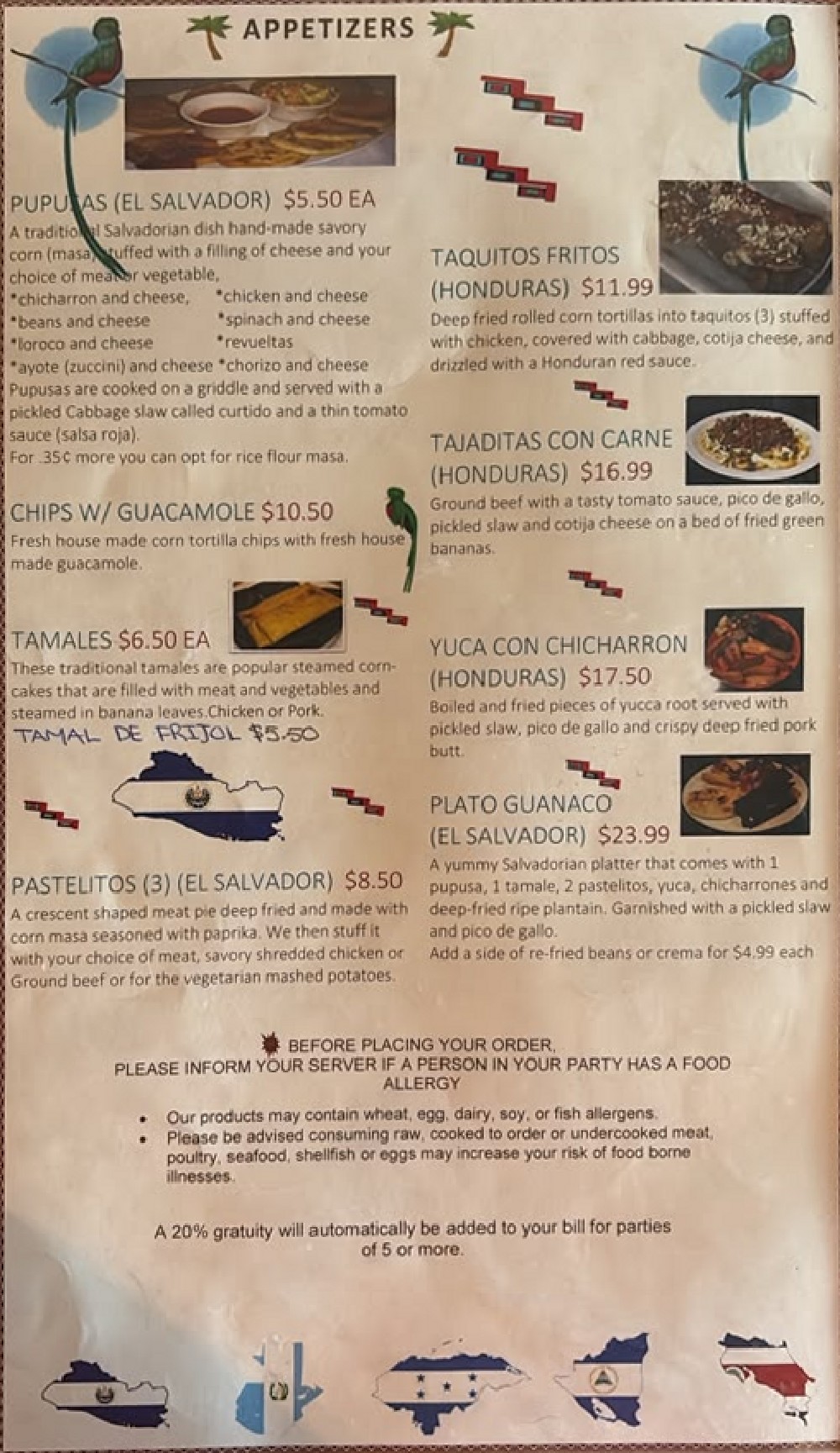 Menú de La Cabaña antes, página 2