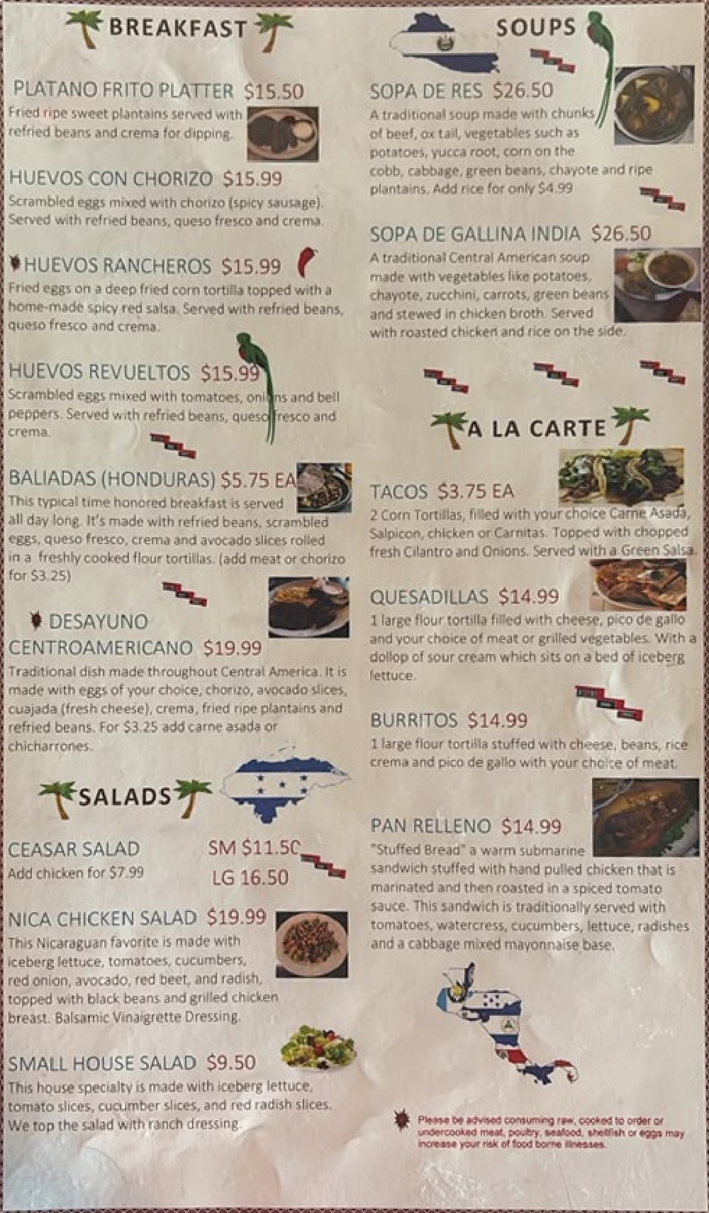 Menú de La Cabaña antes, página 3
