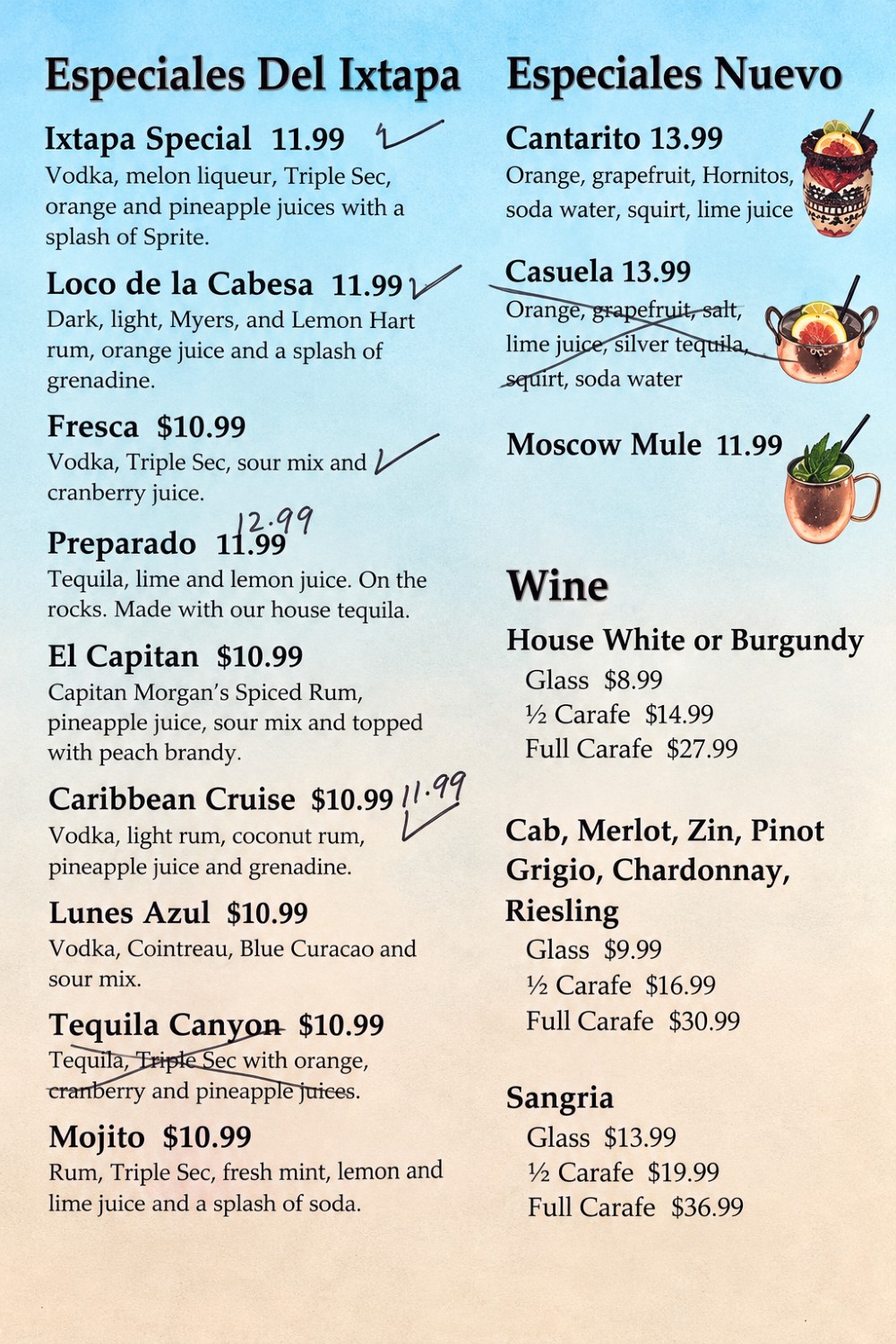 Menú de Ixtapa antes, página 2