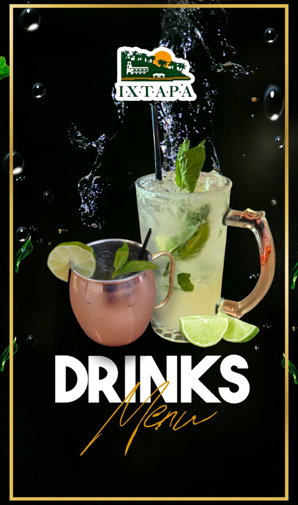 Menú de bebidas de Ixtapa rediseñado, portada