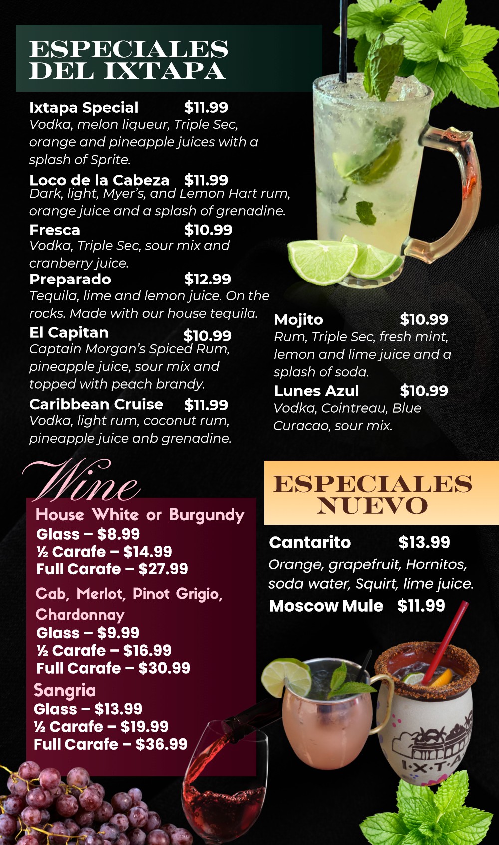 Menú de bebidas de Ixtapa rediseñado, página 3