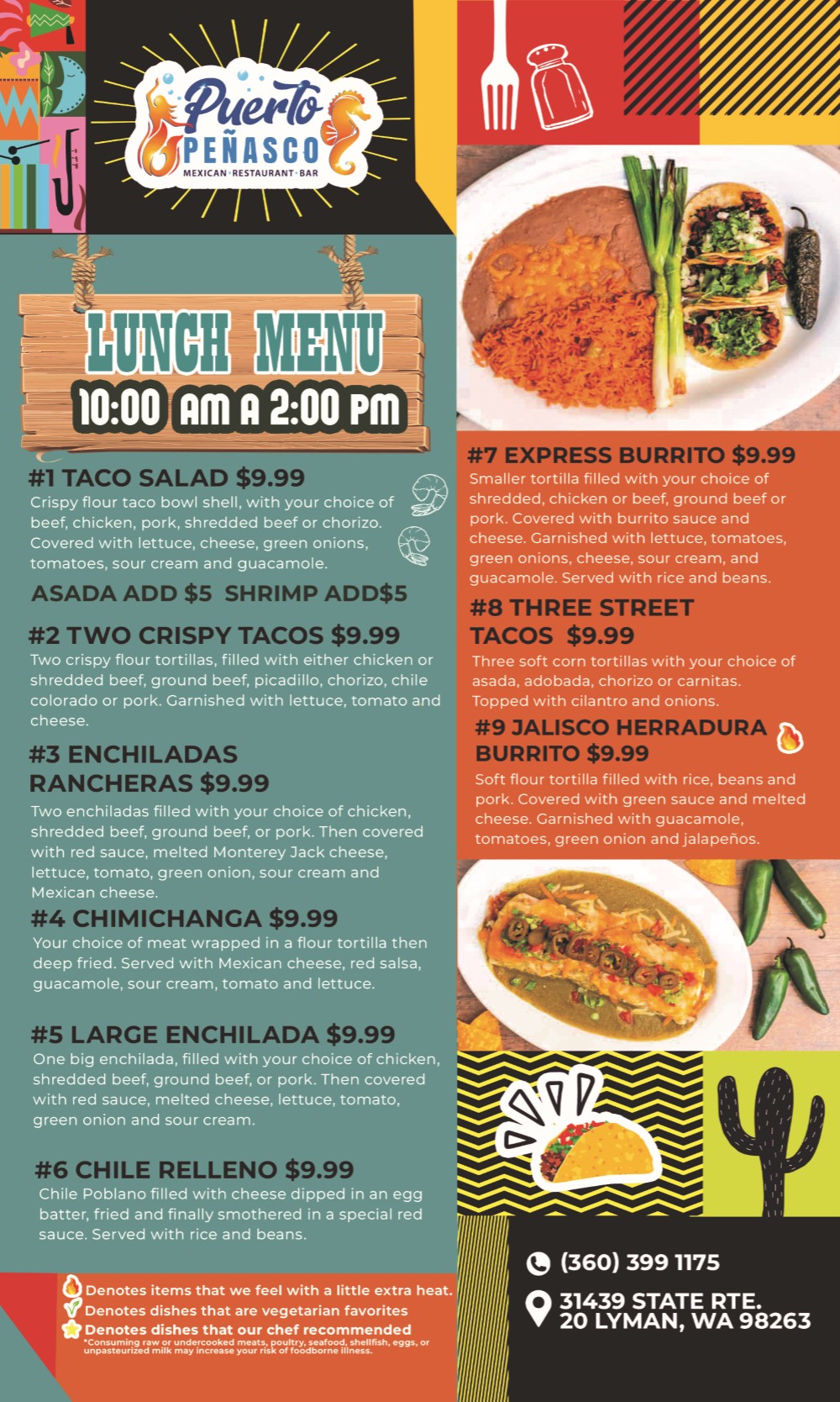 Lunch menu de Puerto Peñasco, página 1