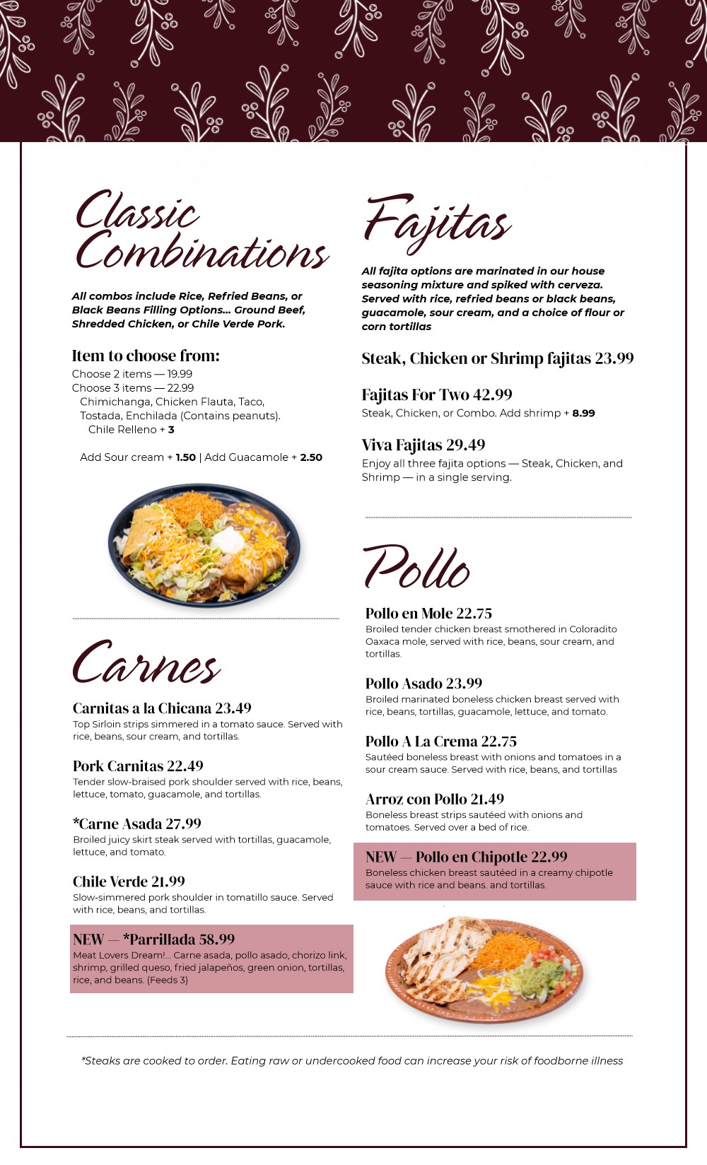 Menú de Viva Mexican Restaurant rediseñado, página 3
