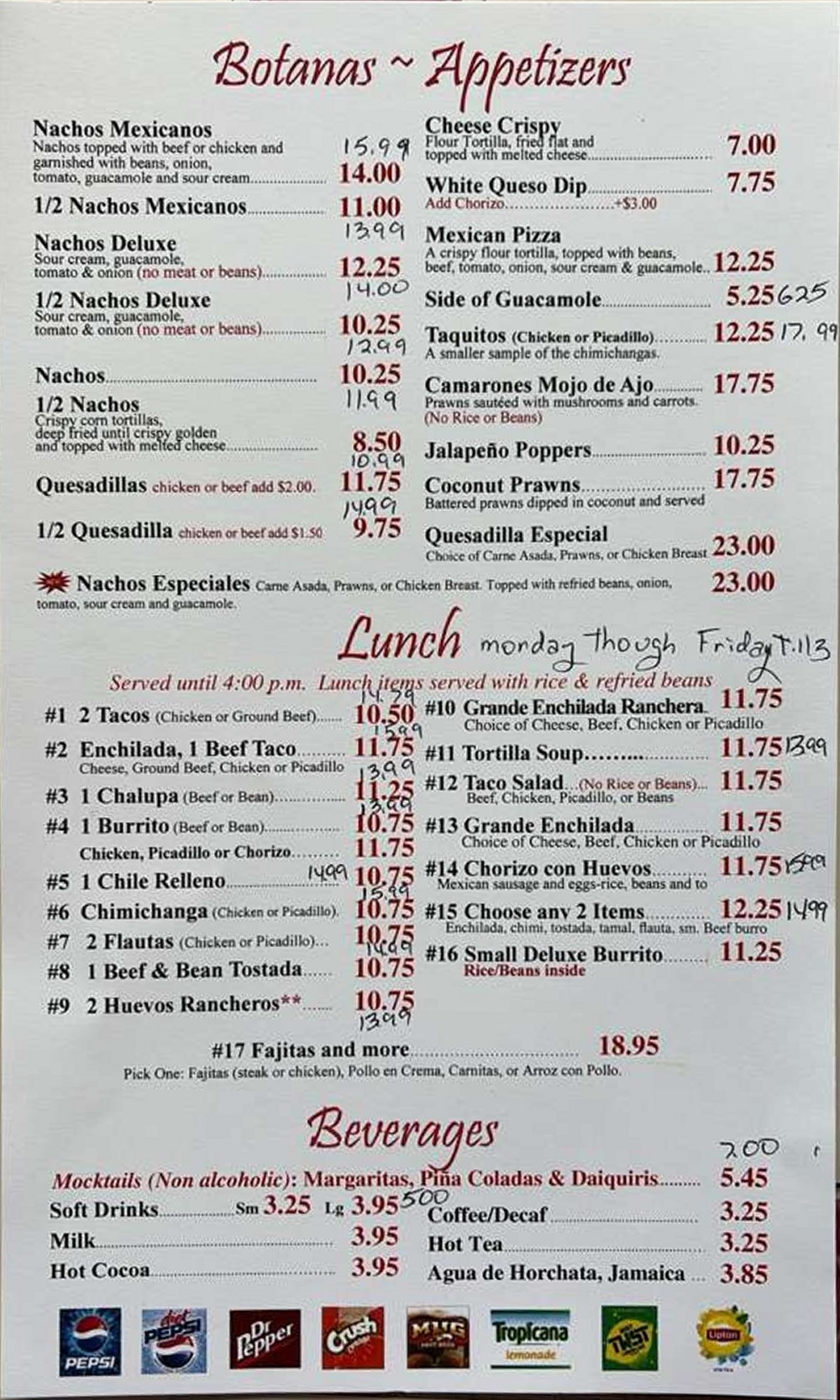 Menú de Viva México antes, página 1