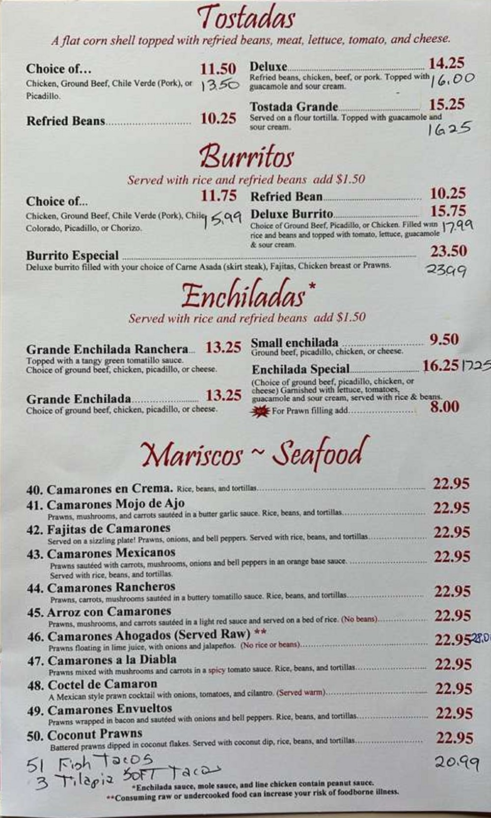 Menú de Viva México antes, página 3