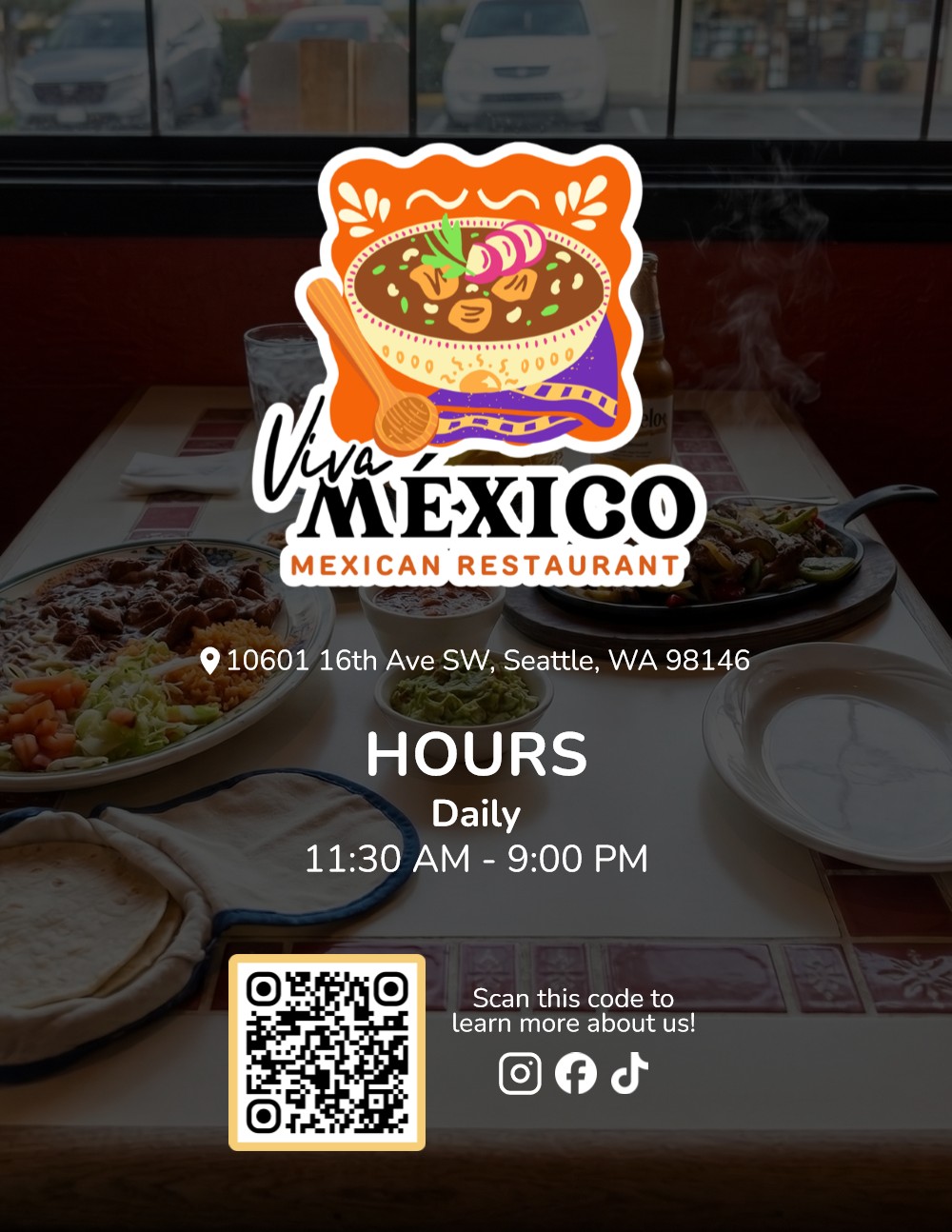 Menú de Viva México rediseñado, contraportada
